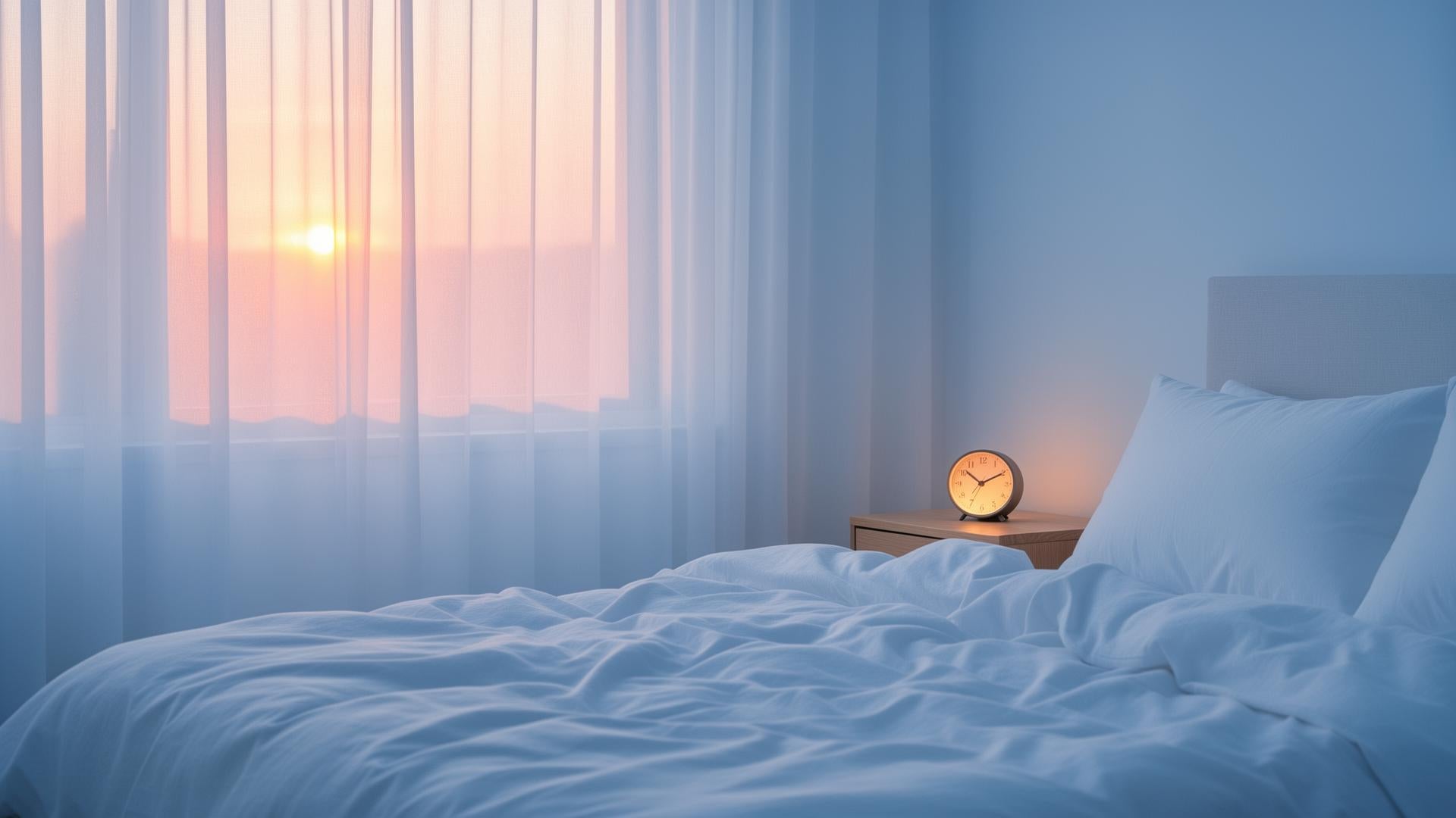 Calm sunrise bedroom